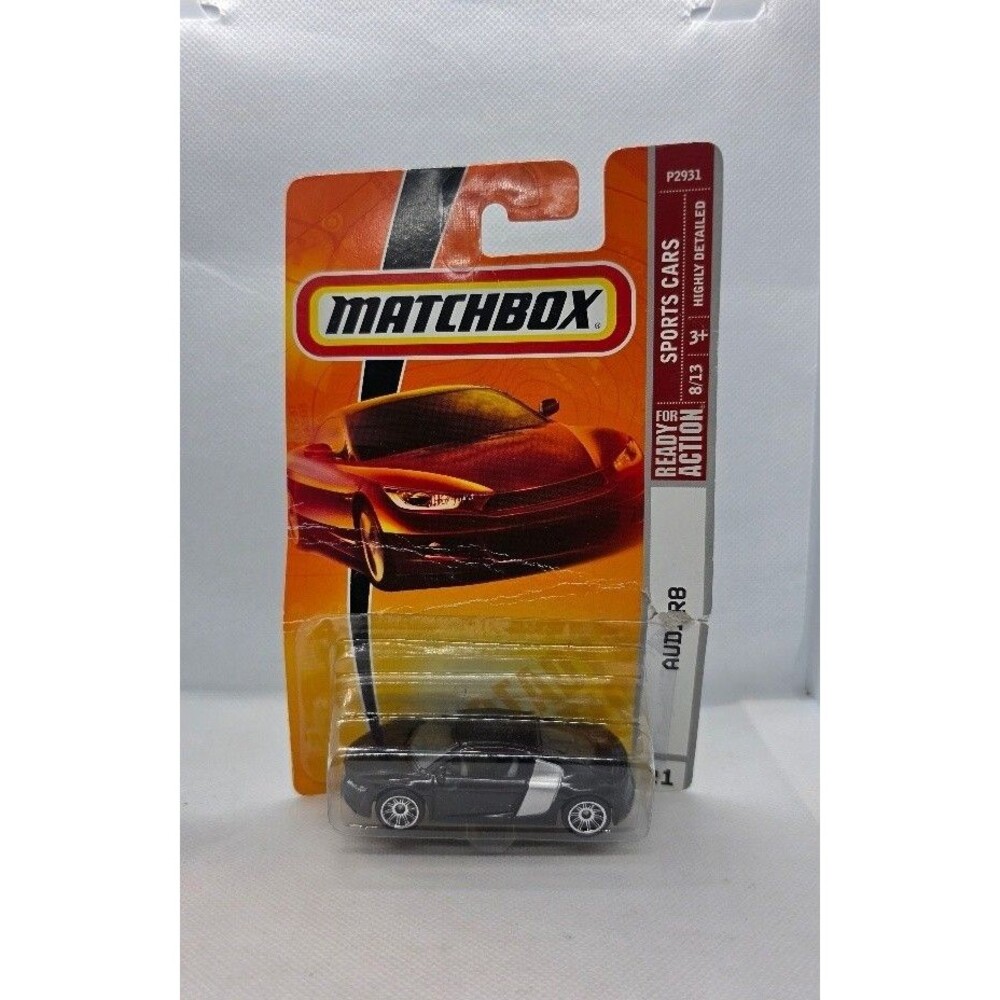 Matchbox 2008 Series #21 AUDI R8 Black Sports Cars Series 8/12 P2931 1:64 Scale